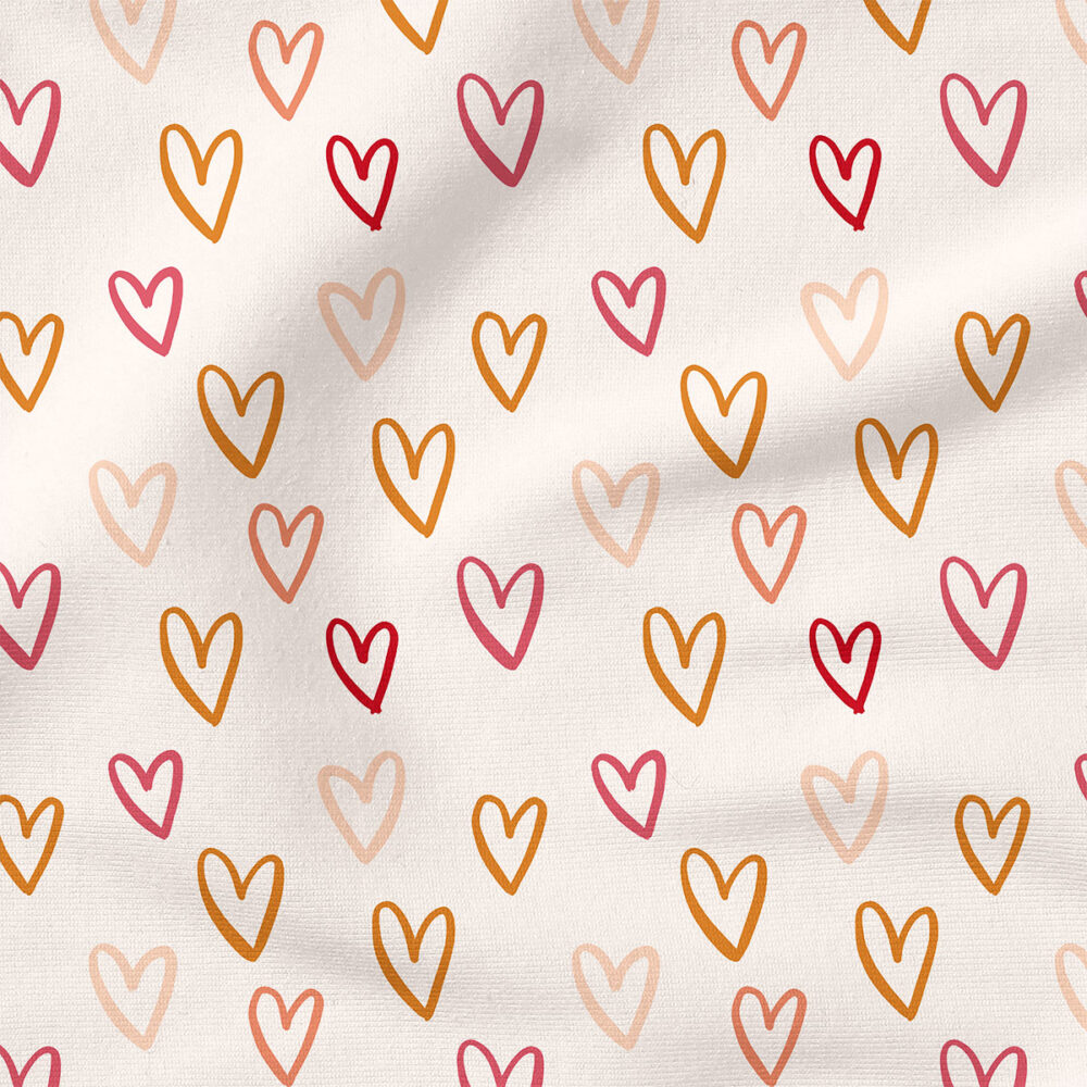 Rainbow Hearts (Cream) | Children, Holiday Fabric Design | Indy Bloom Design